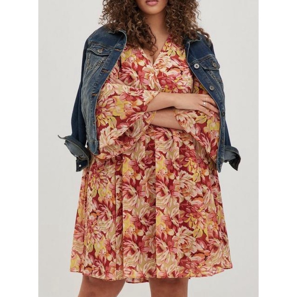 Torrid Mini Chiffon And Studio Knit Surplice Dress - Picture 3 of 10
